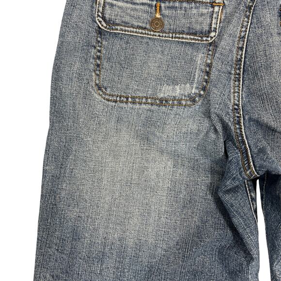 Y2K Grunge Bermuda Jean Shorts Sz 14 Stretch Denim Retro 90s Skater Wide Waist - Picture 11 of 13